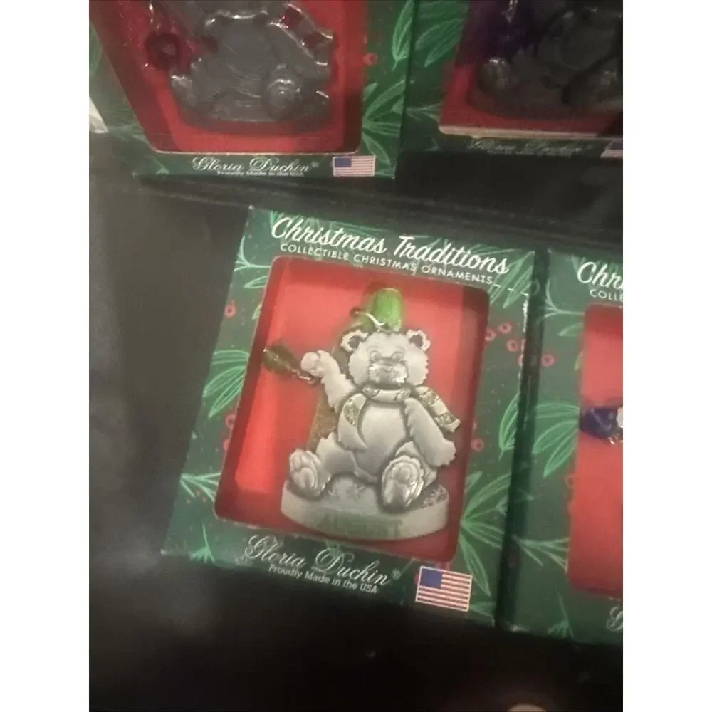 Gloria Duchin Christmas Traditions Month Teddy Bear Ornament Lot 11 w/ Boxes